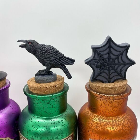 Halloween Collectible Decorative Glass Potion Bottles Set Of 4 NEW - Picture 4 of 9